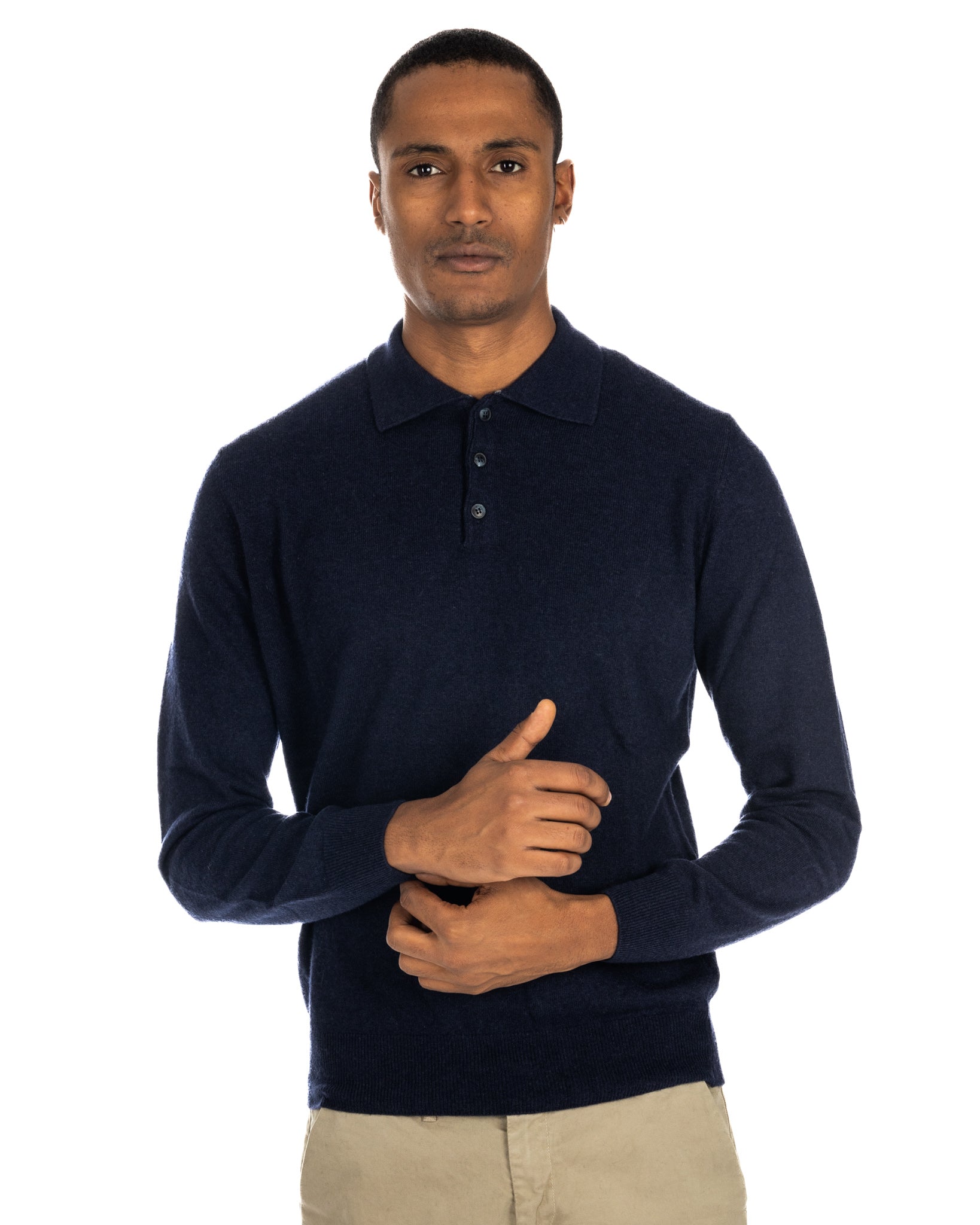 Tiger - blue cashmere blend polo shirt