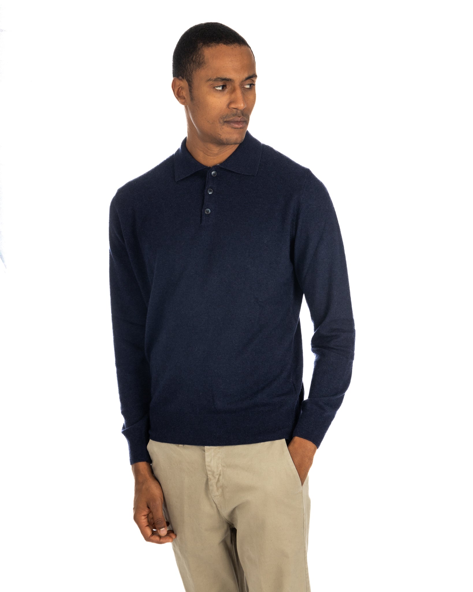 Tiger - blue cashmere blend polo shirt