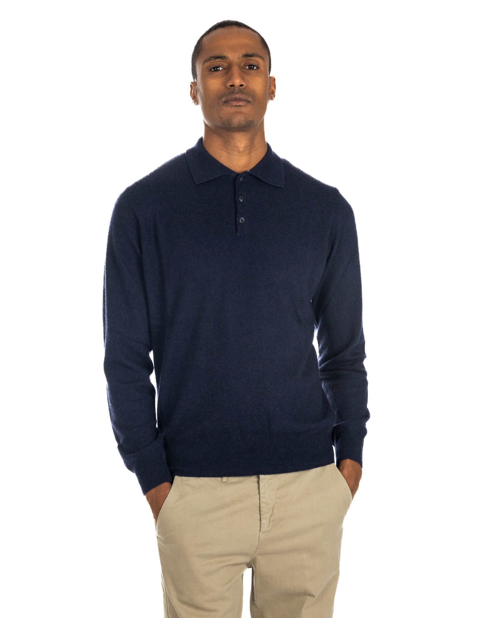 Tiger - blue cashmere blend polo shirt