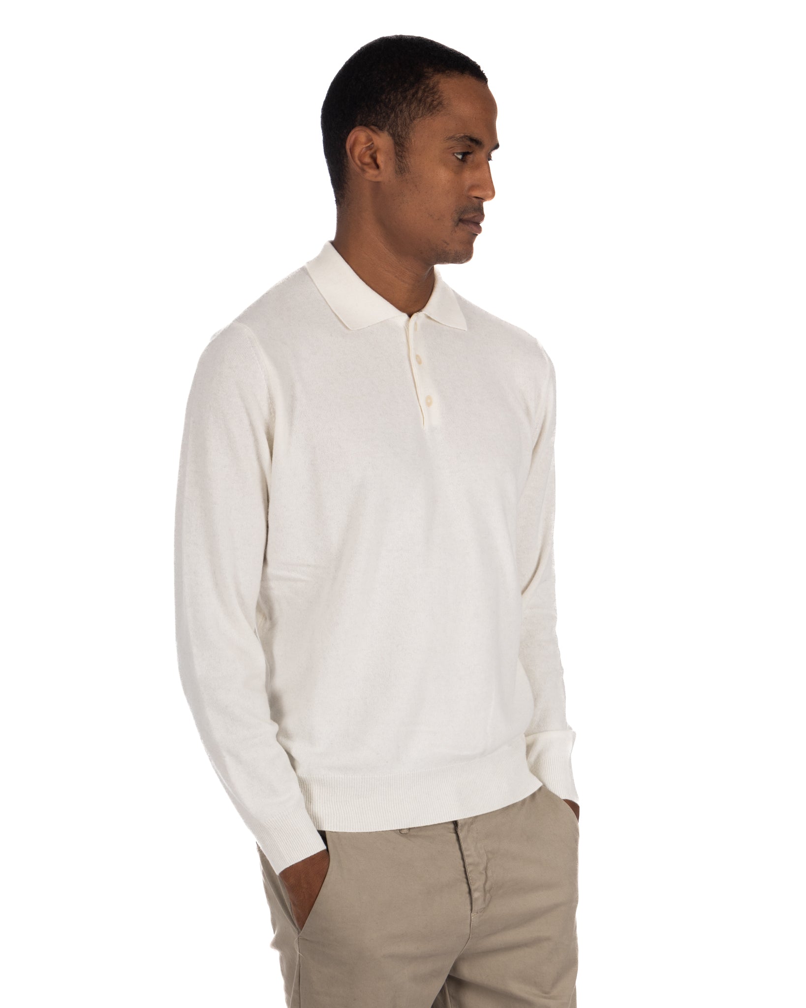 Tiger - cream polo shirt in cashmere blend