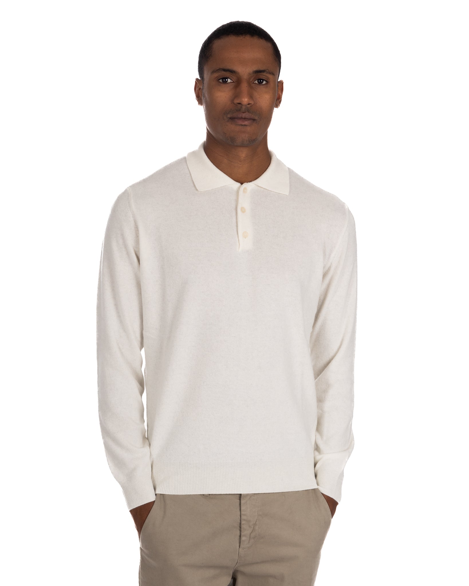 Tiger - cream polo shirt in cashmere blend