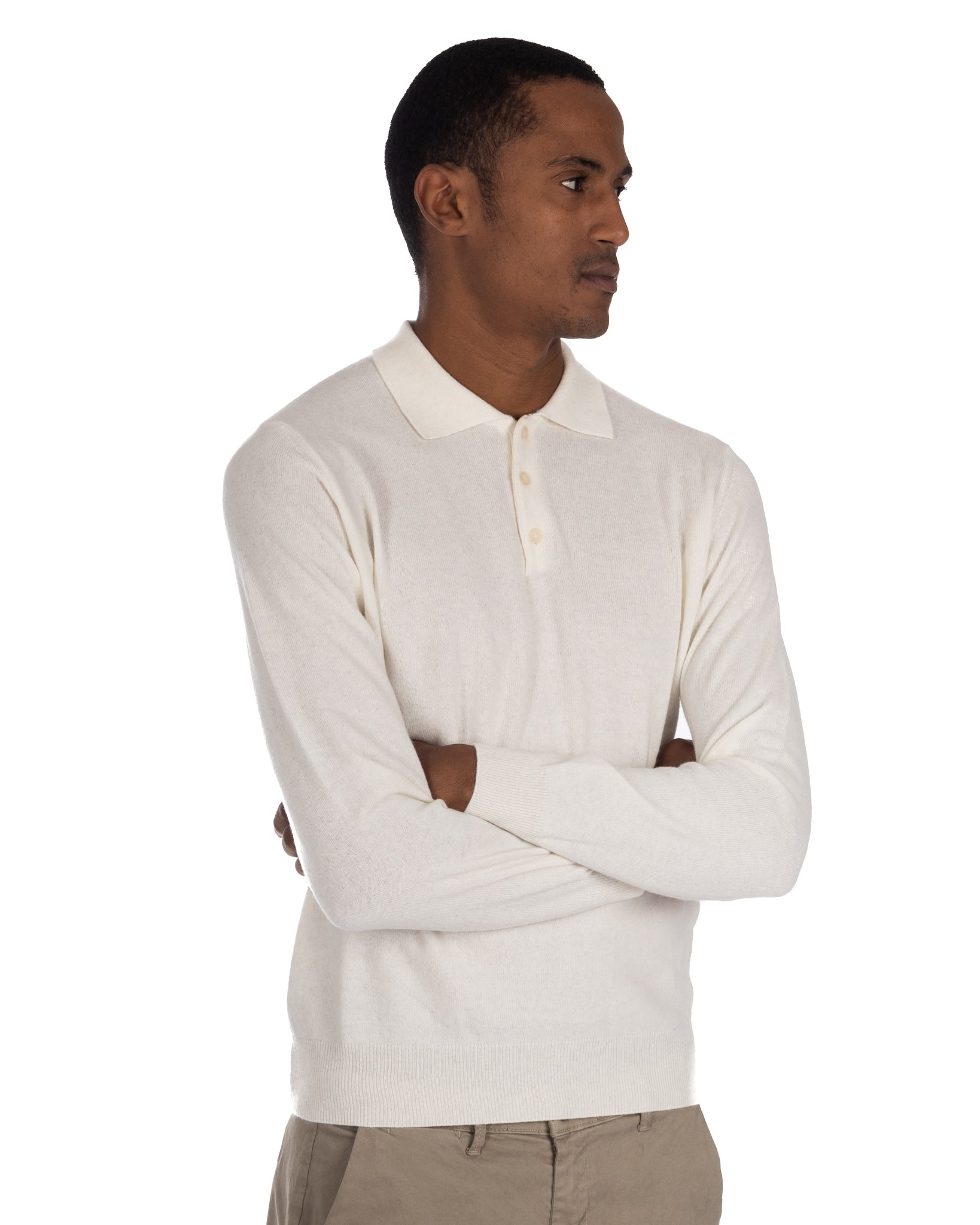 Tiger - cream polo shirt in cashmere blend