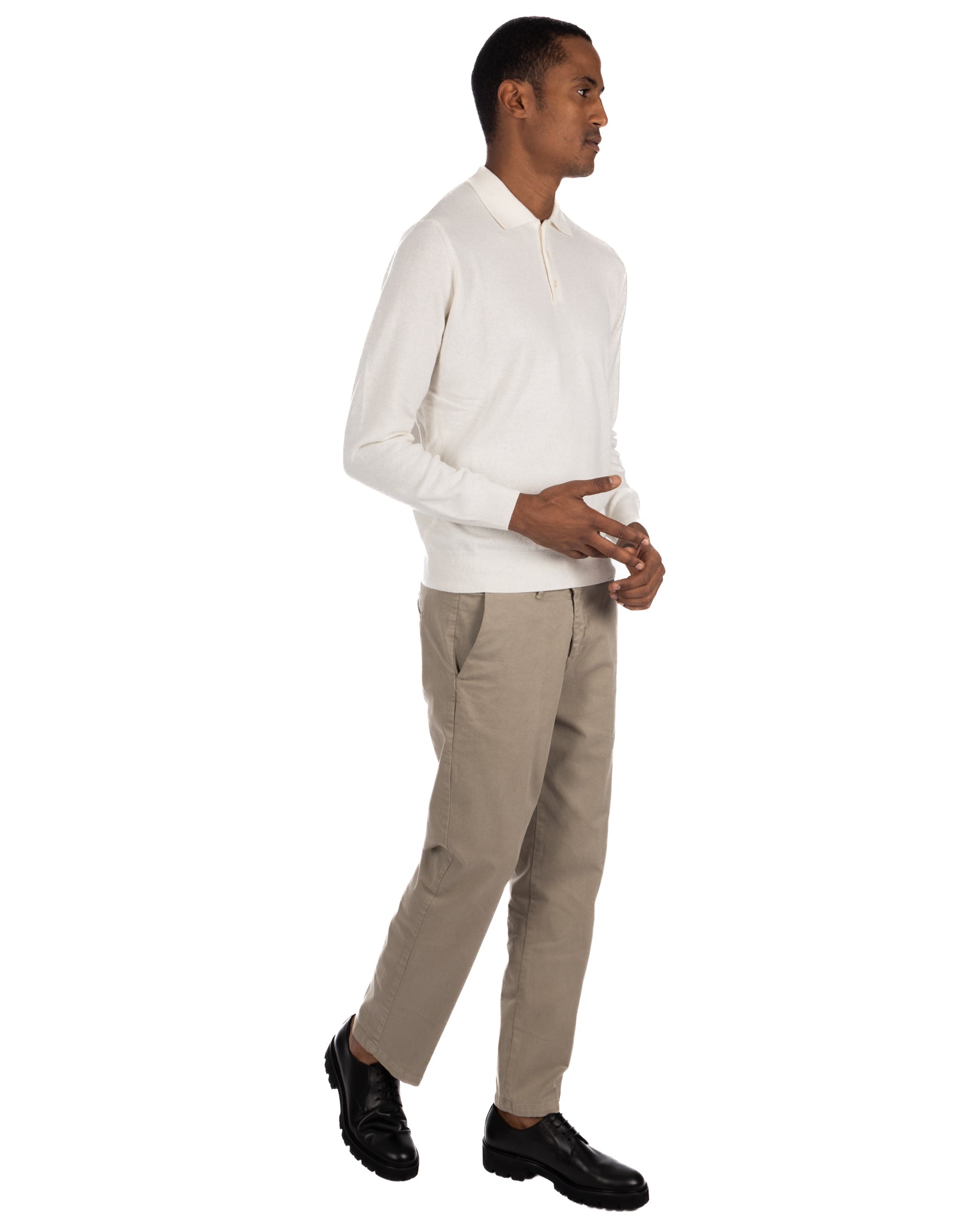 Tiger - cream polo shirt in cashmere blend