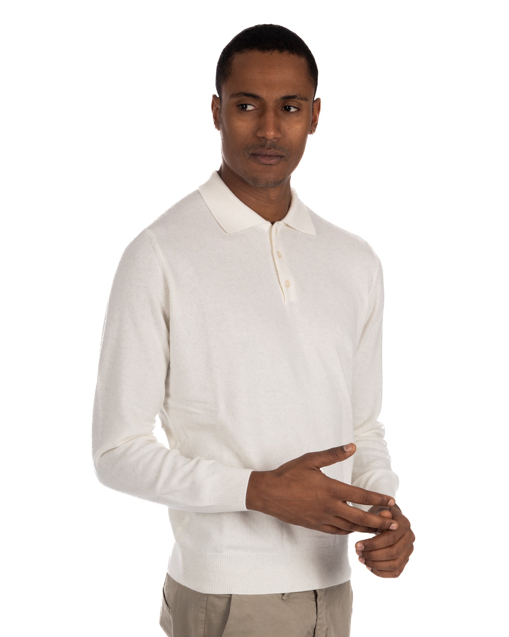 Tiger - cream polo shirt in cashmere blend