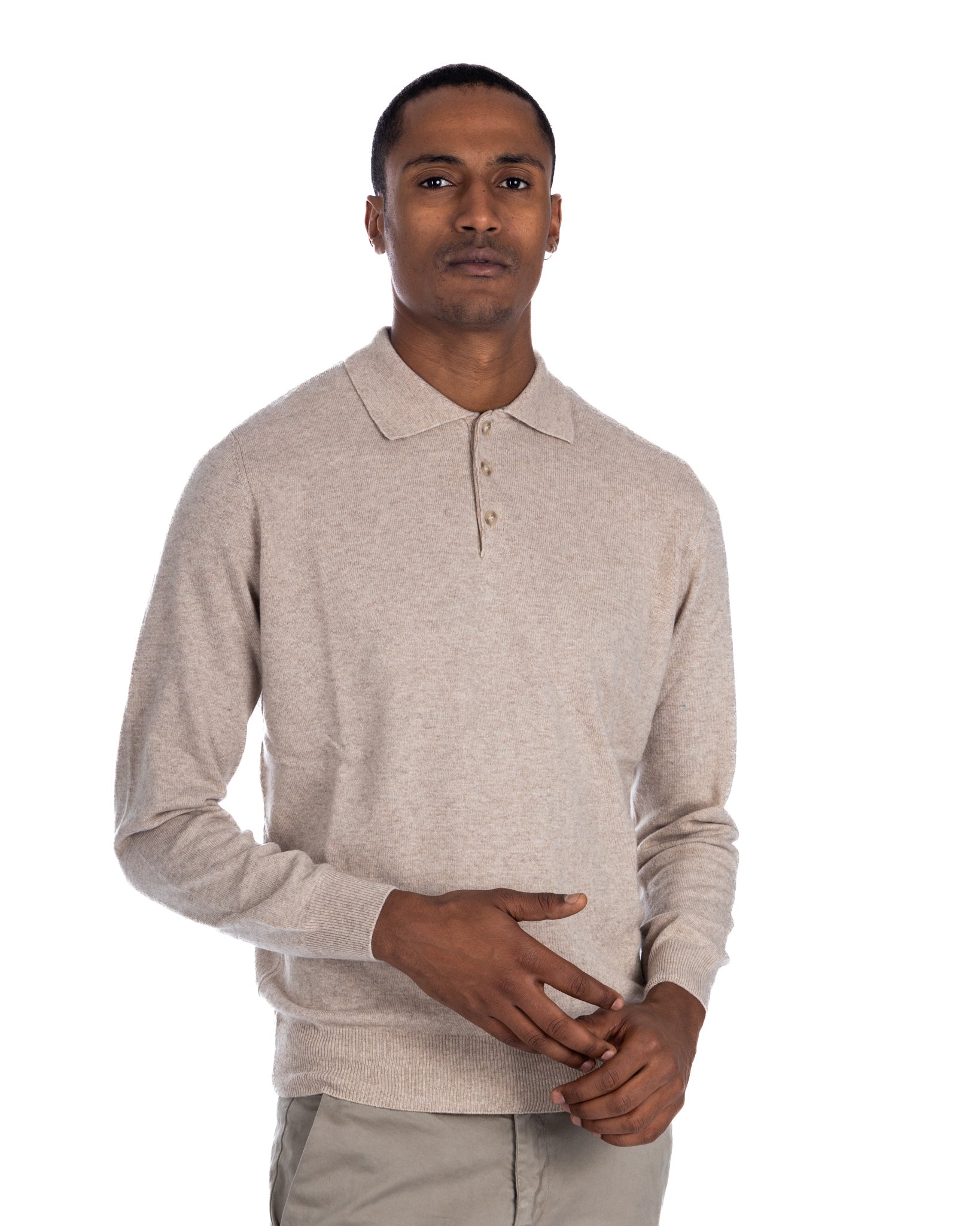 Tiger - beige cashmere blend polo shirt