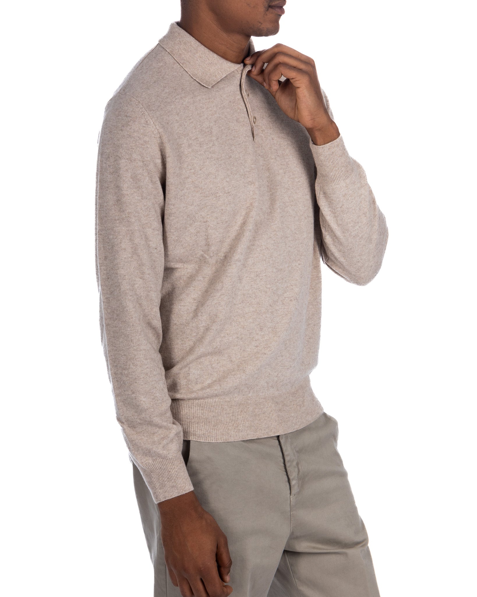 Tiger - beige cashmere blend polo shirt