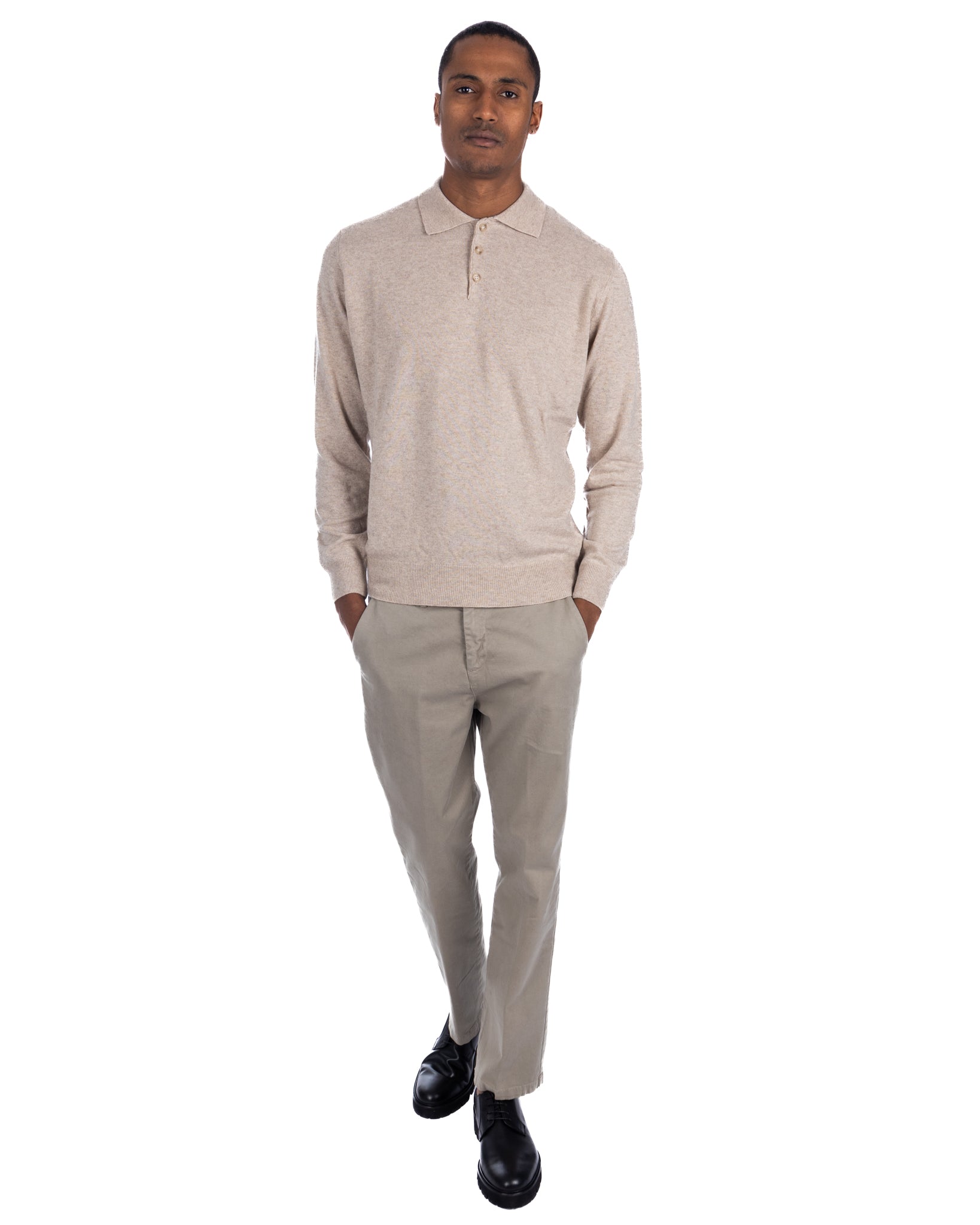 Tiger - beige cashmere blend polo shirt