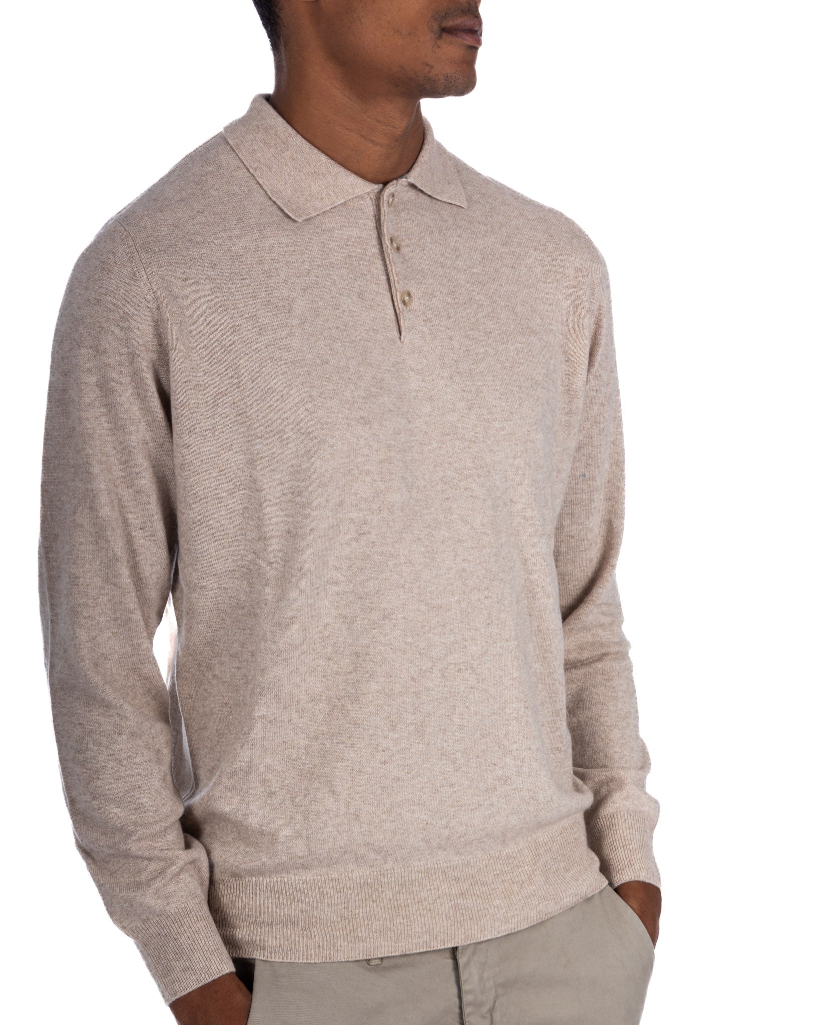 Tiger - beige cashmere blend polo shirt
