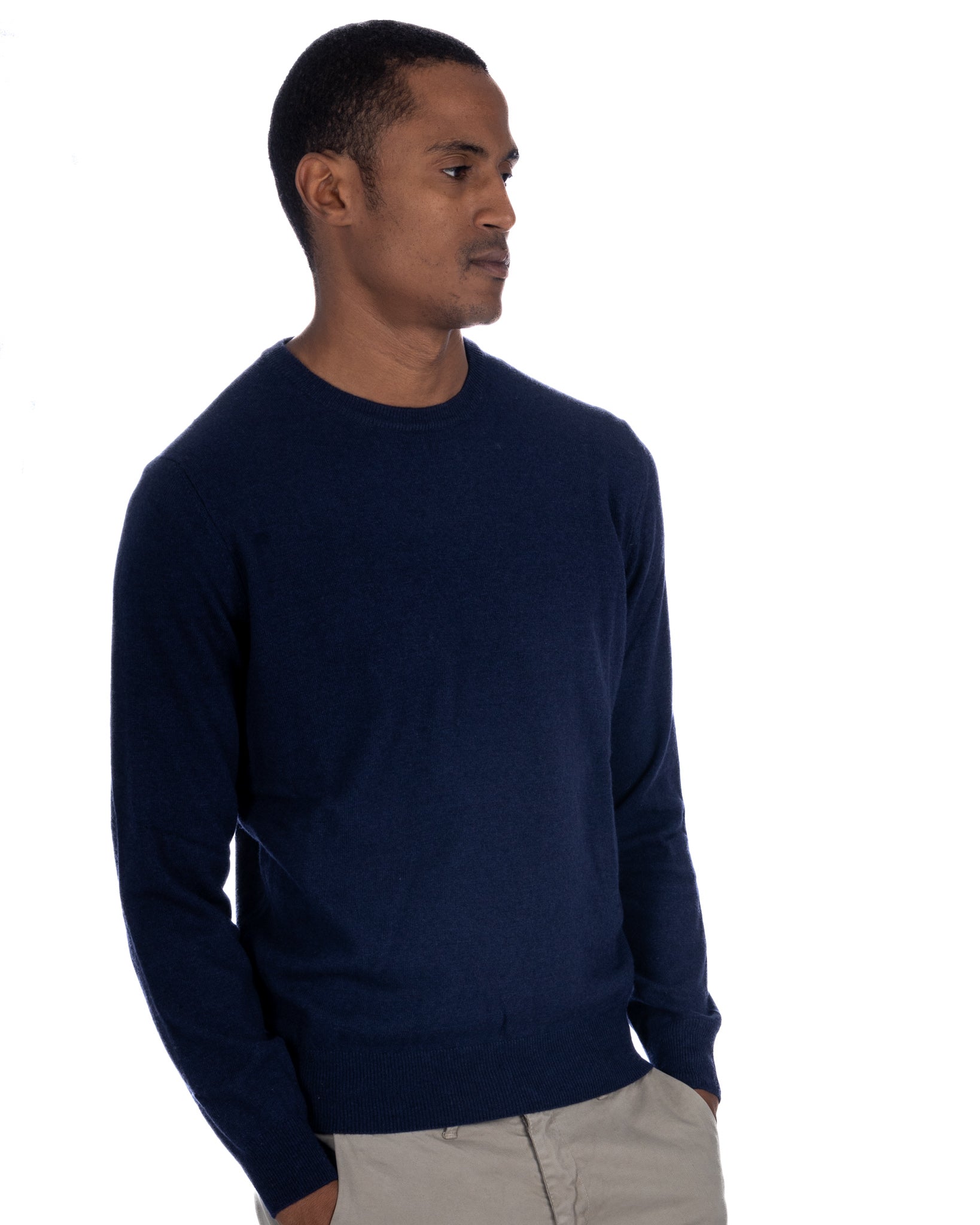 Dustin - blue cashmere blend crew neck sweater