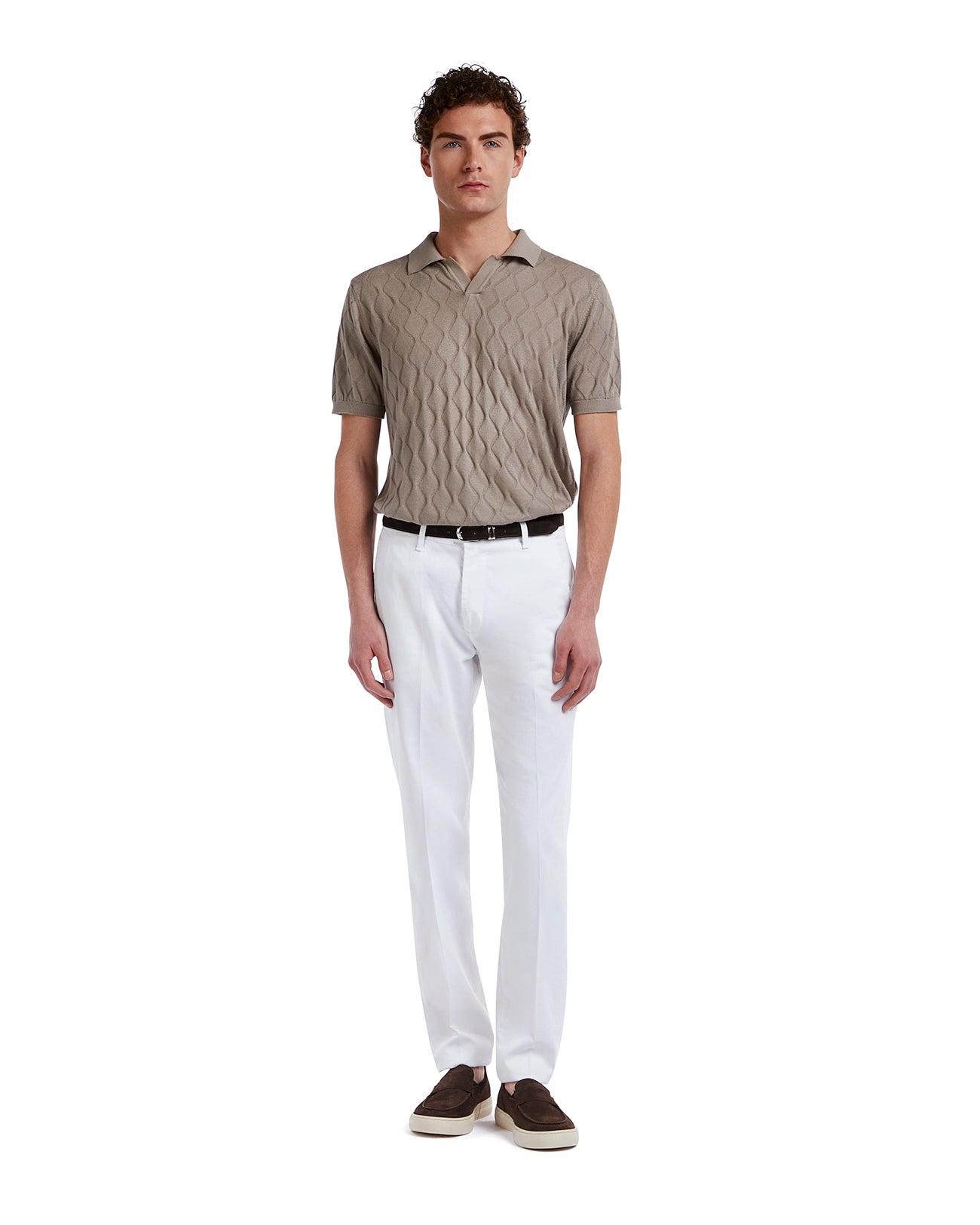 Peter wave polo shirt in beige knit