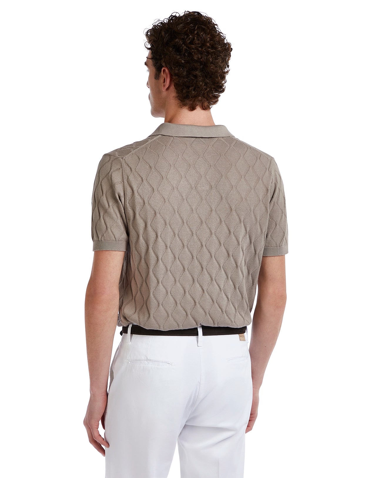 Peter wave polo shirt in beige knit