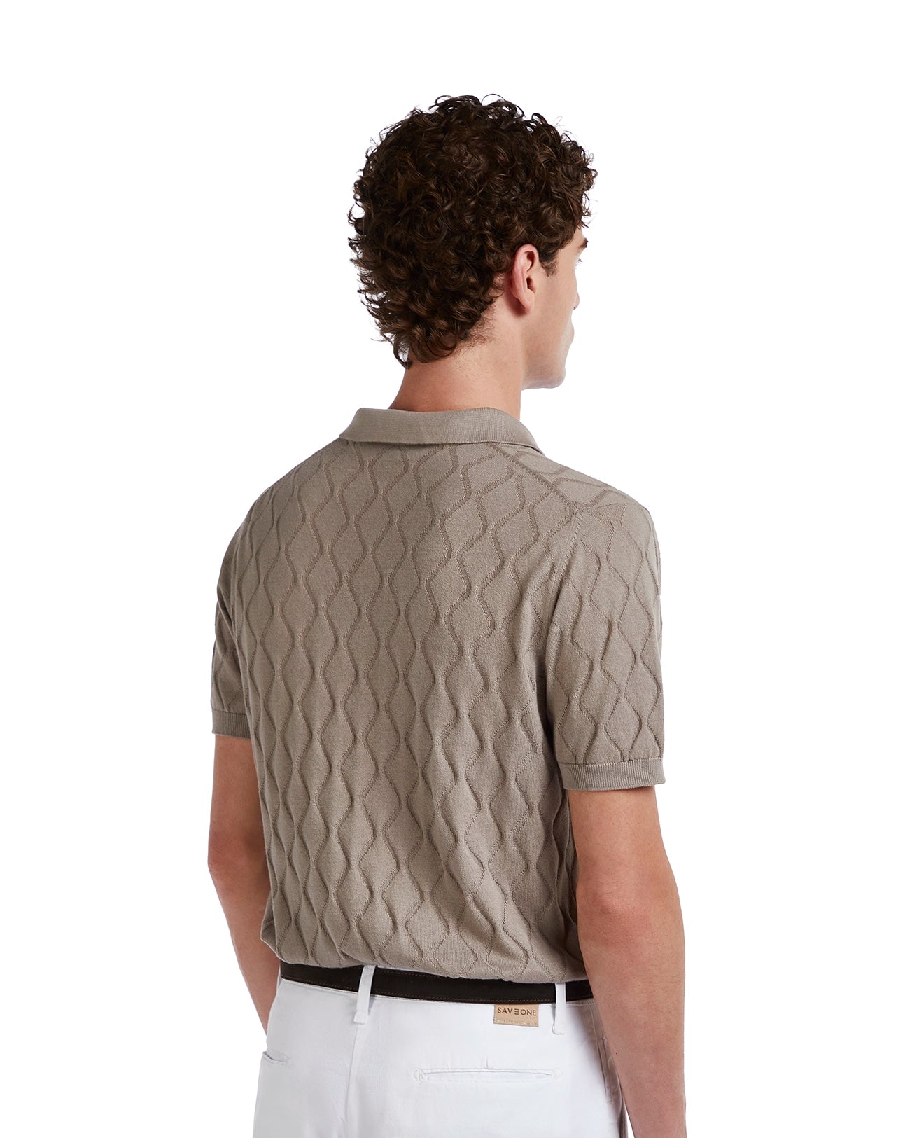Peter wave polo shirt in beige knit