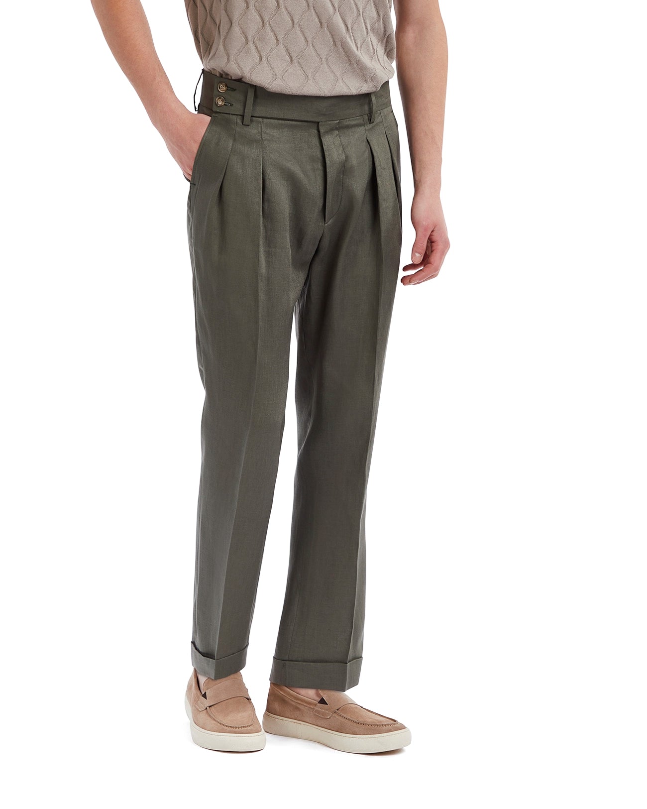 Cargese trousers in pure military linen