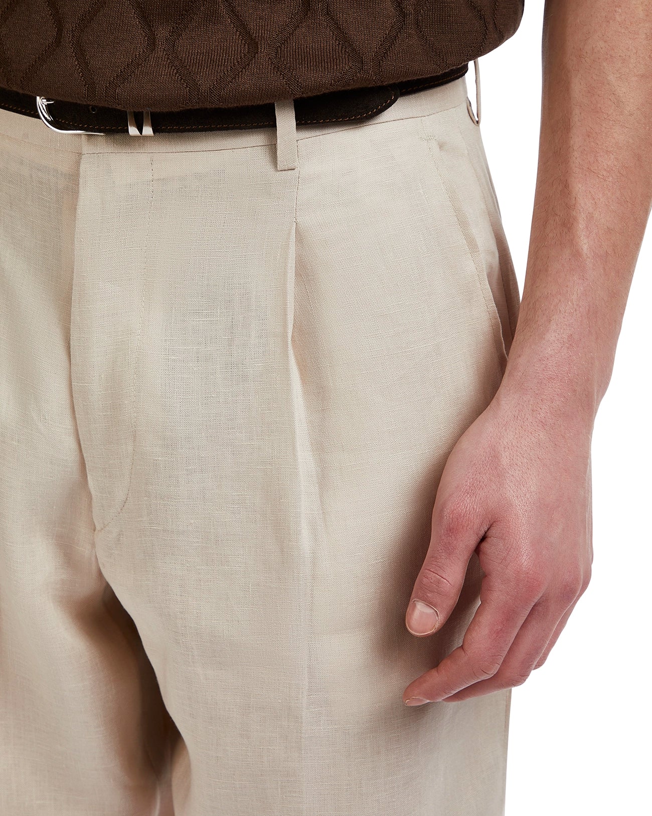 Plain trousers in pure linen string