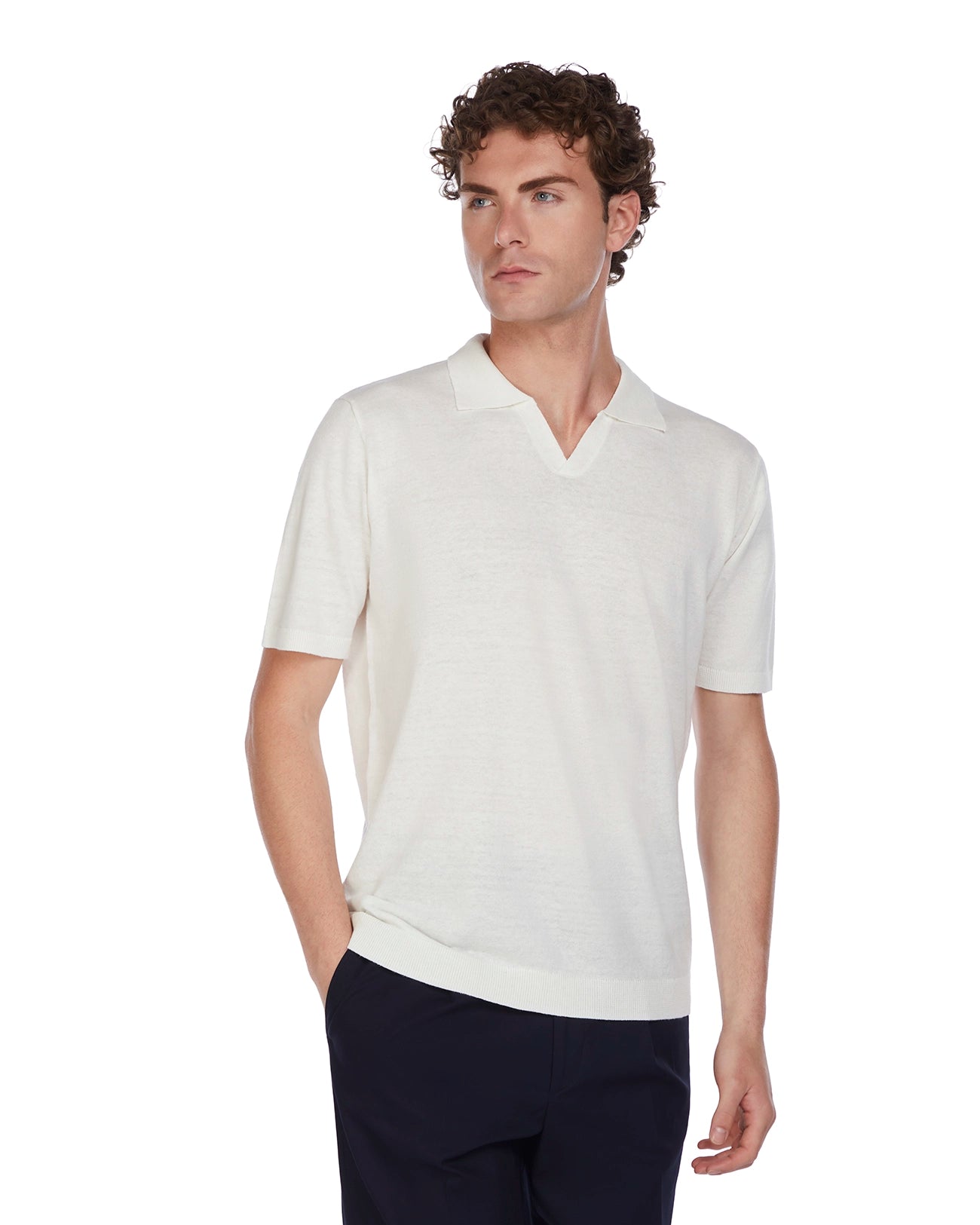 Bandol polo shirt in copper linen and cotton