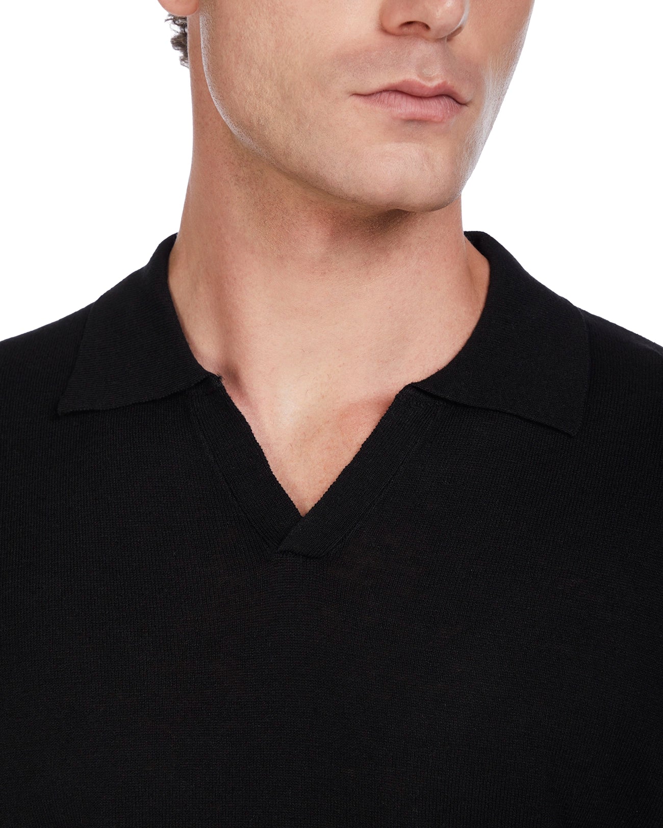 Bandol polo shirt in black linen and cotton
