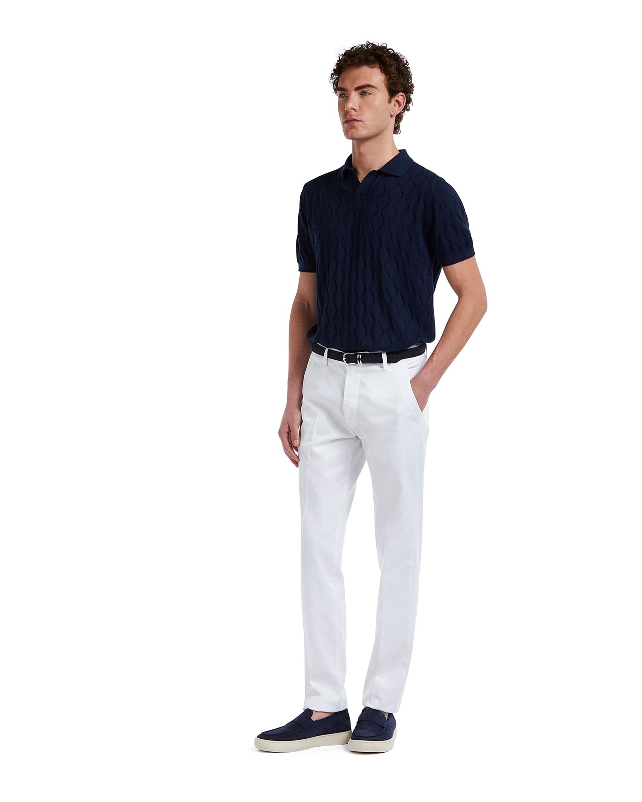 Peter wave polo shirt in blue knit