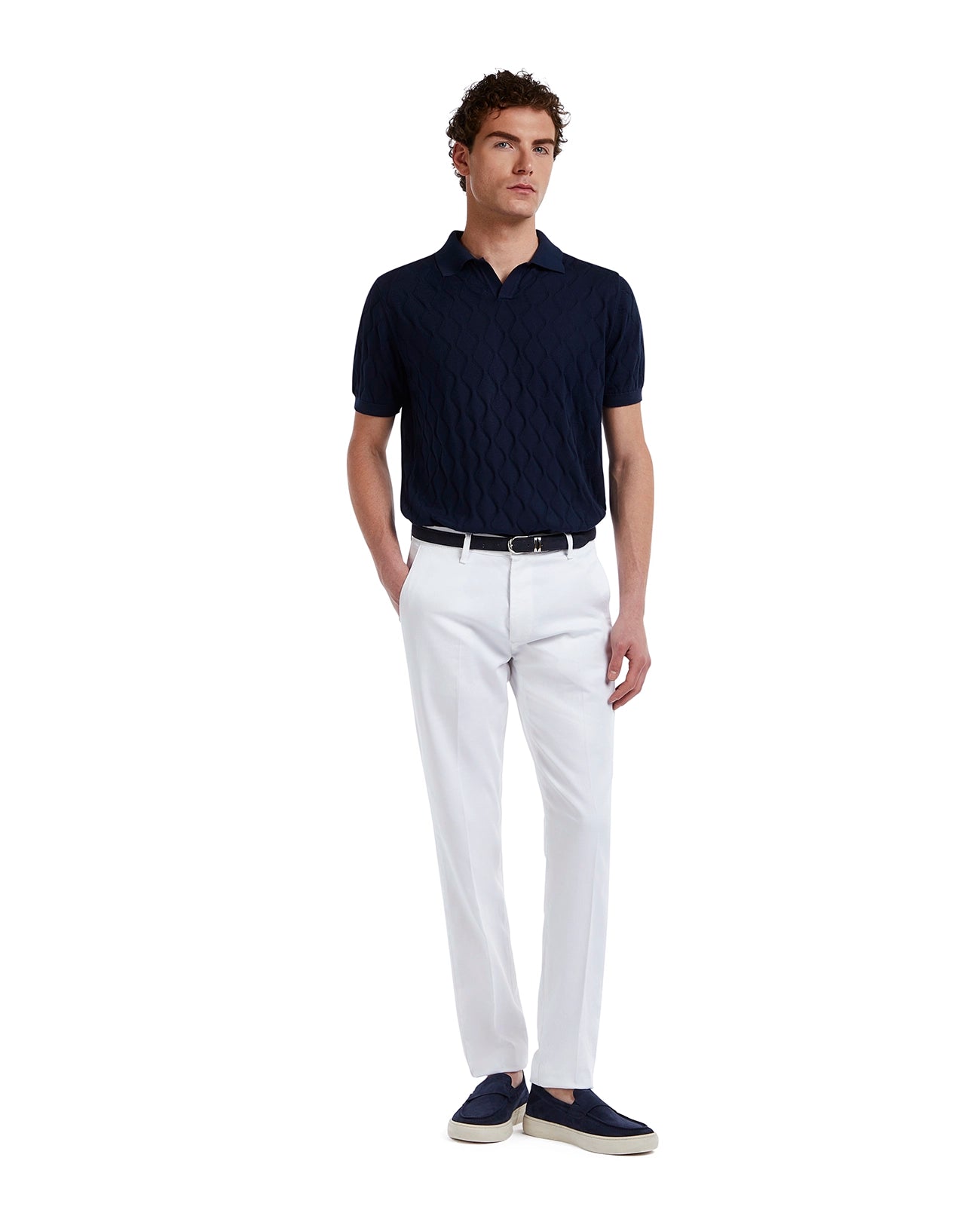 Peter wave polo shirt in blue knit
