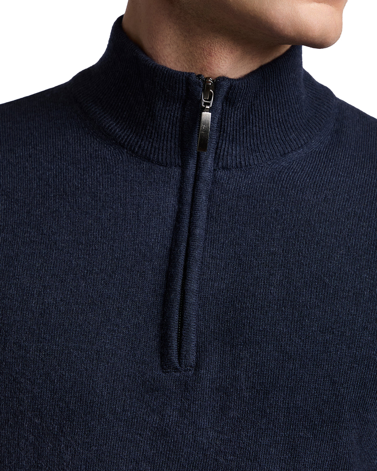 Rory zip-up turtleneck sweater in blue cashmere blend