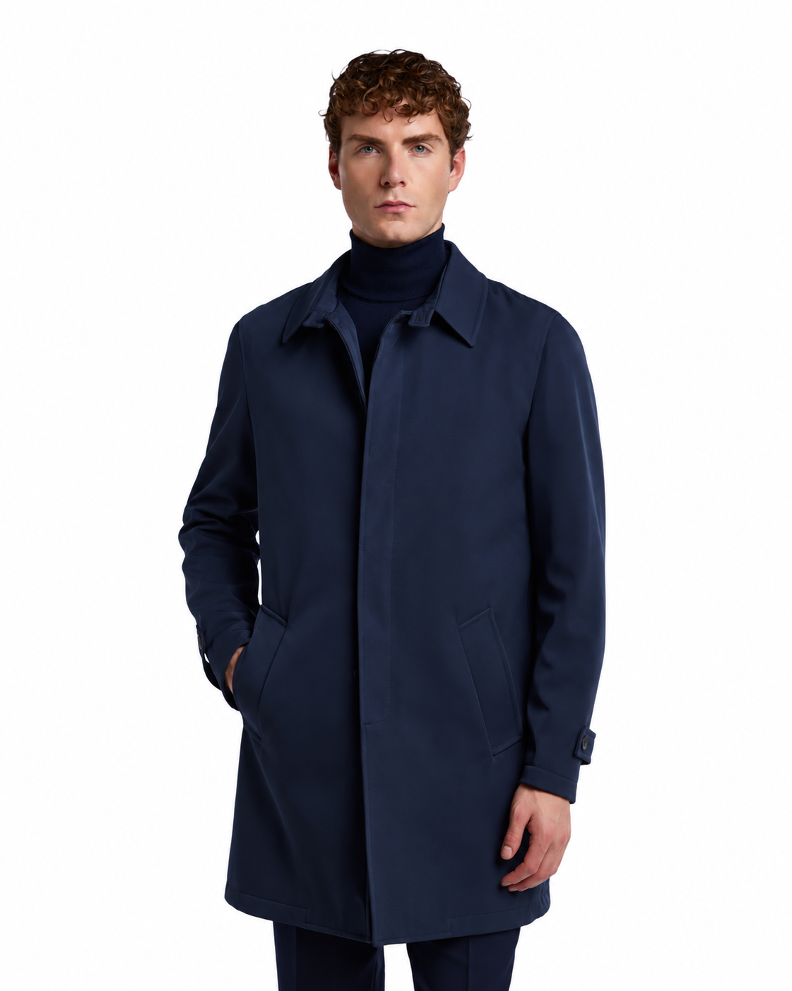 Tyler Technical Quilted Trench Coat in Blue
