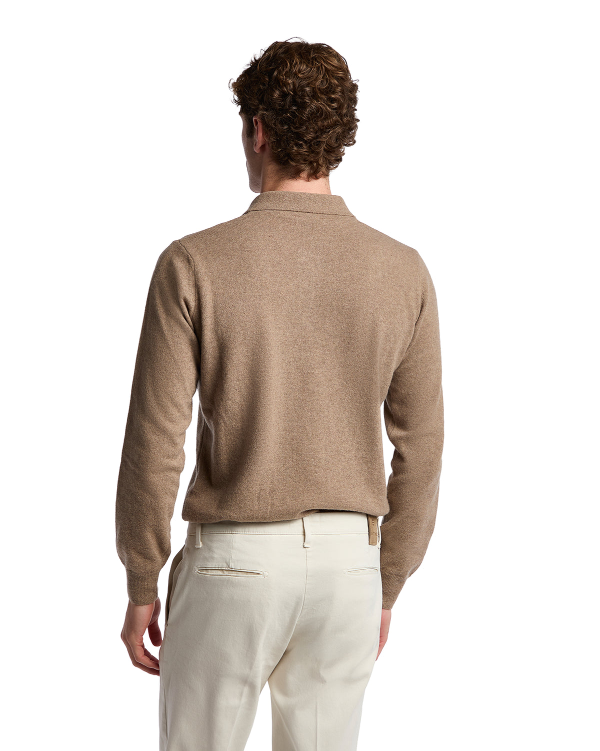 Tobacco cashmere blend Tiger polo shirt