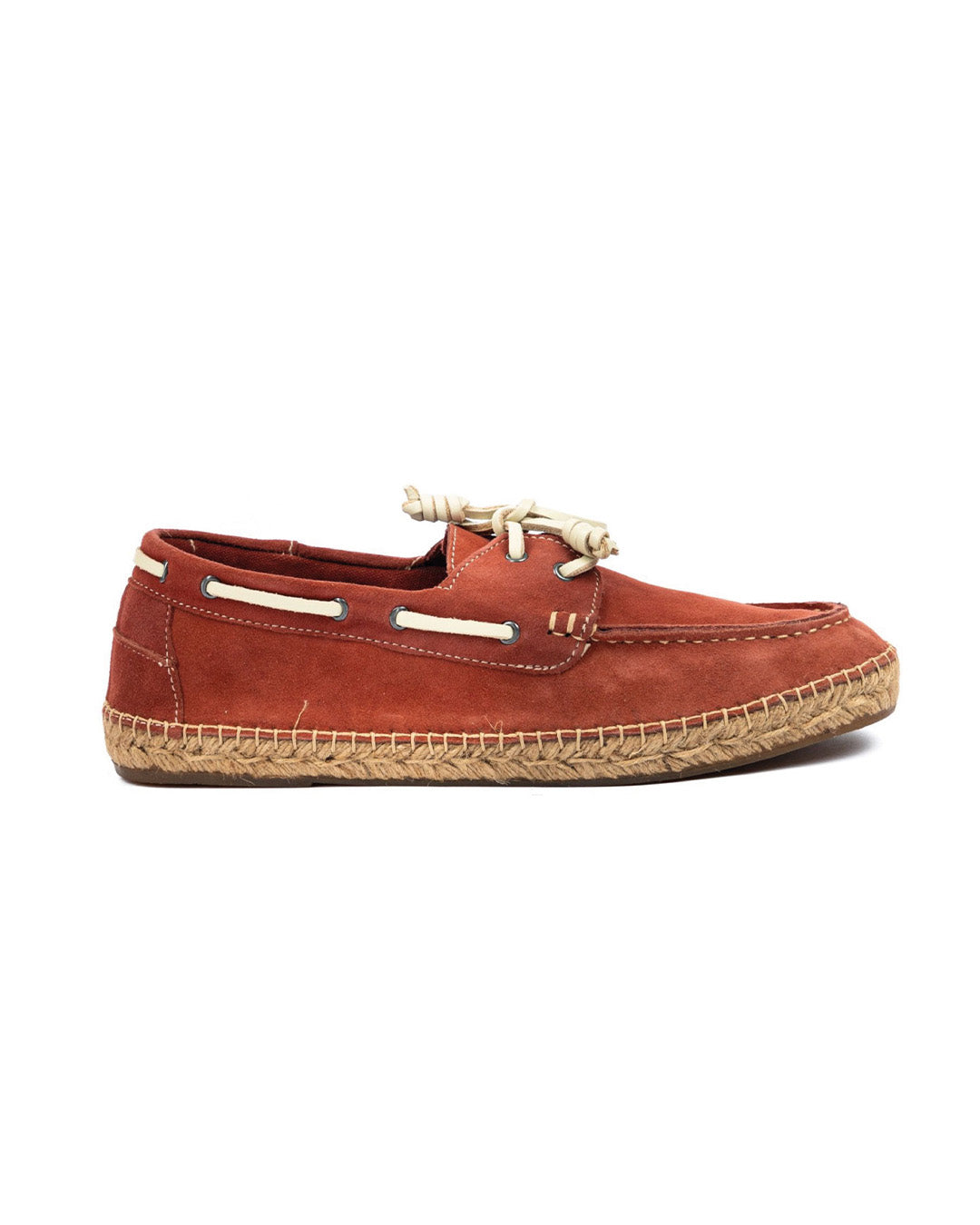 Pompeii - burgundy suede boat with rope bottom