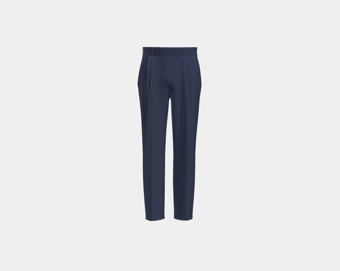Pantalone con fascia su misura lana 130s blu Caccioppoli
