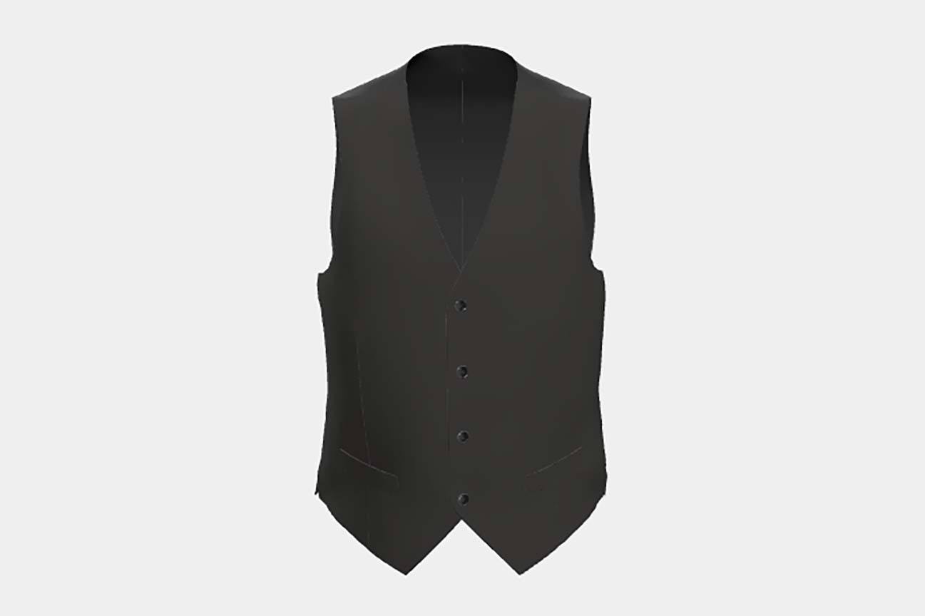 Gilet tailleur en laine et soie noir années 120 Canonico