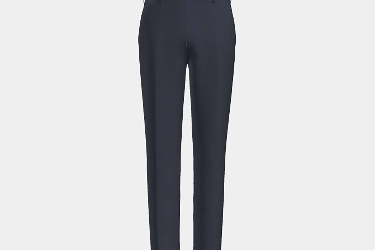 Pantalon tailleur en laine bleu années 120 Canonico