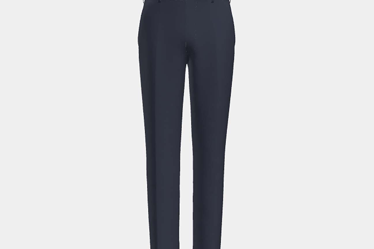 Pantalon ajusté en laine hopsack des années 130 en bleu Caccioppoli