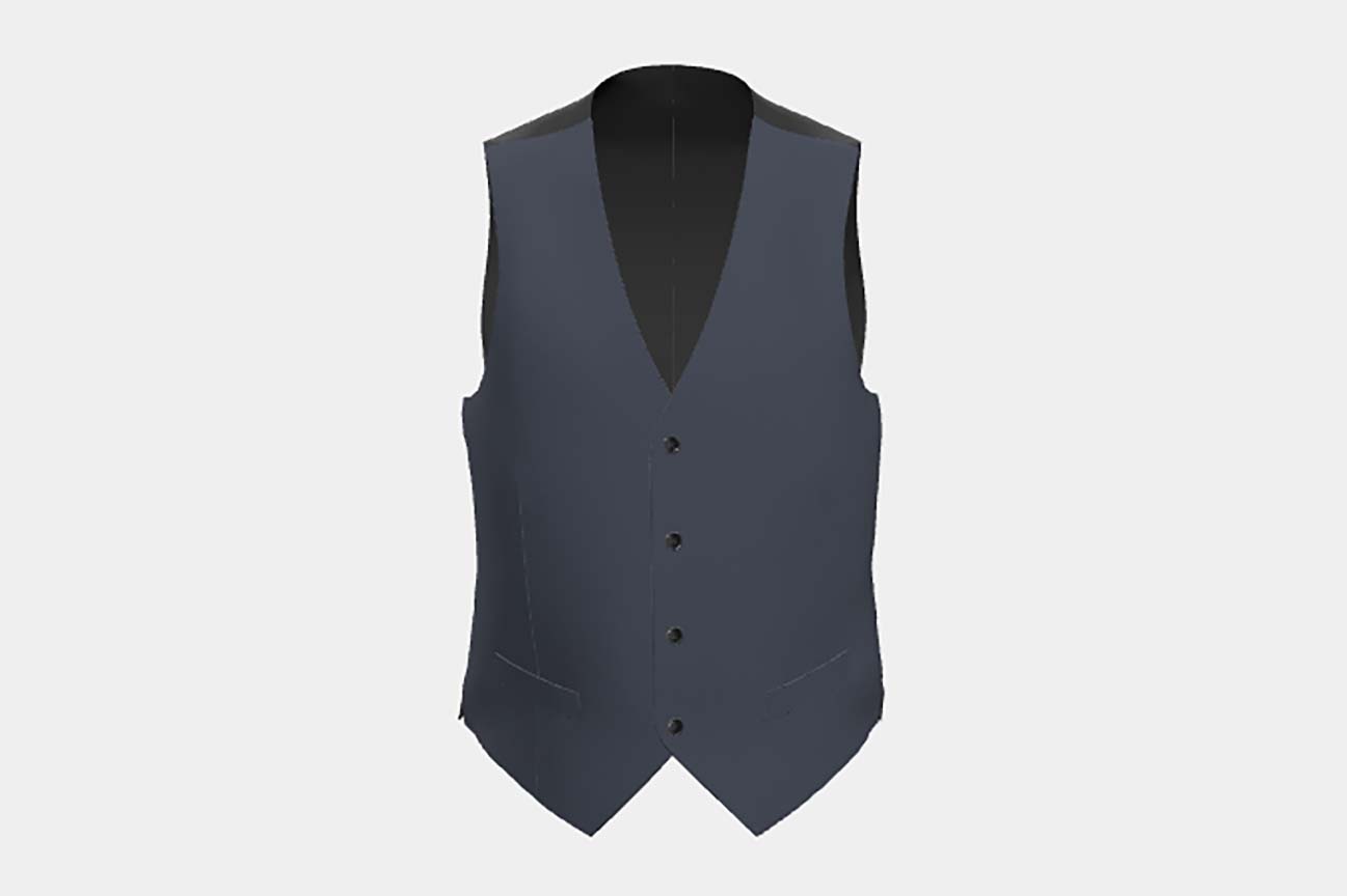 Made to measure 130s blue wool vest Caccioppoli