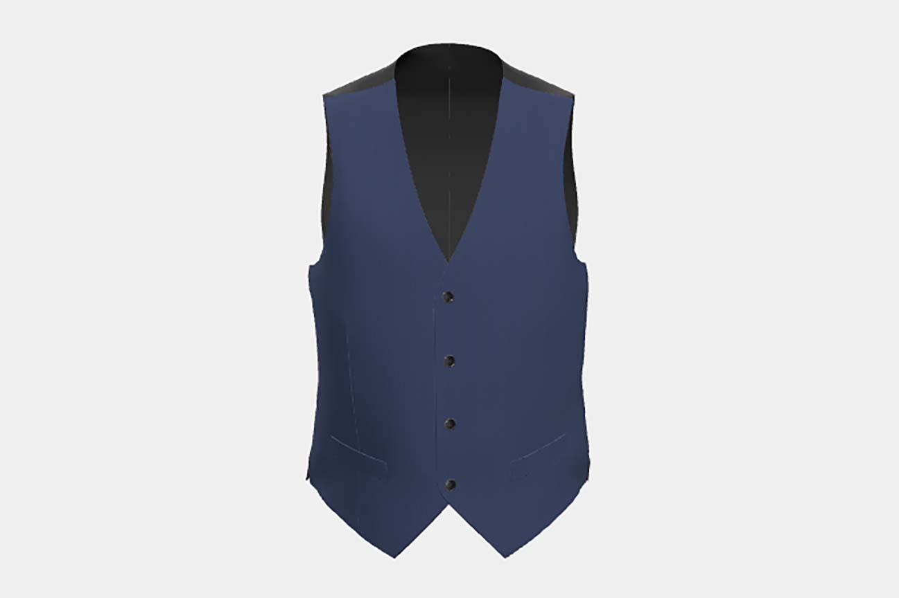 Made to measure 150s blue wool and silk waistcoat Caccioppoli
