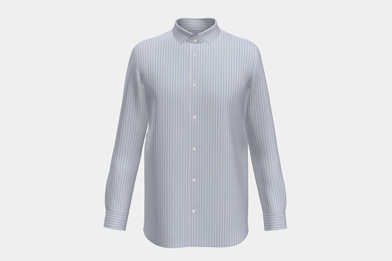 Chemise ajustée en coton à rayures bleu clair