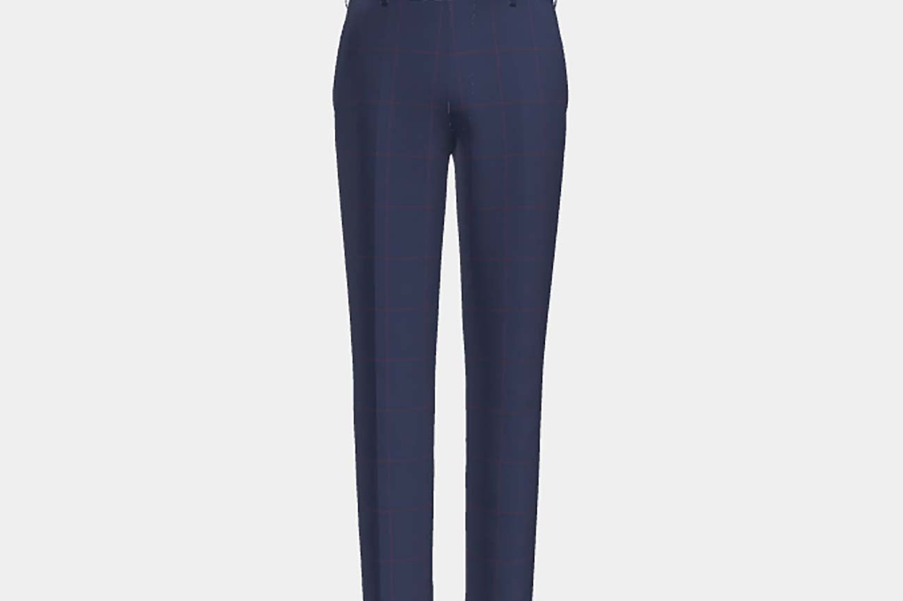 Pantalone su misura lana 130s finestrato blu Caccioppoli