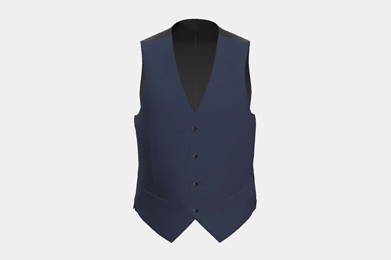 Bespoke 130s wool vest with blue window Caccioppoli
