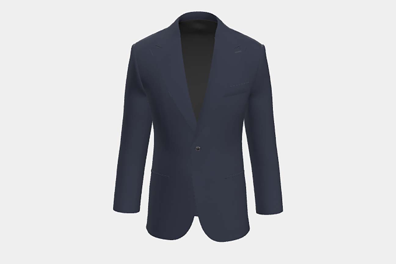 Tailored 130s hopsack wool jacket in blue Caccioppoli
