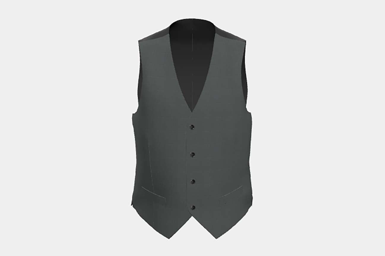 Custom made 130s Prince of Wales wool vest in green Caccioppoli