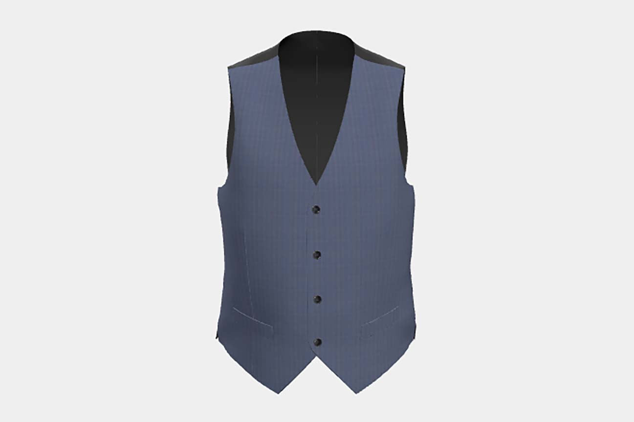 Made to measure 150s blue wool and silk waistcoat Caccioppoli