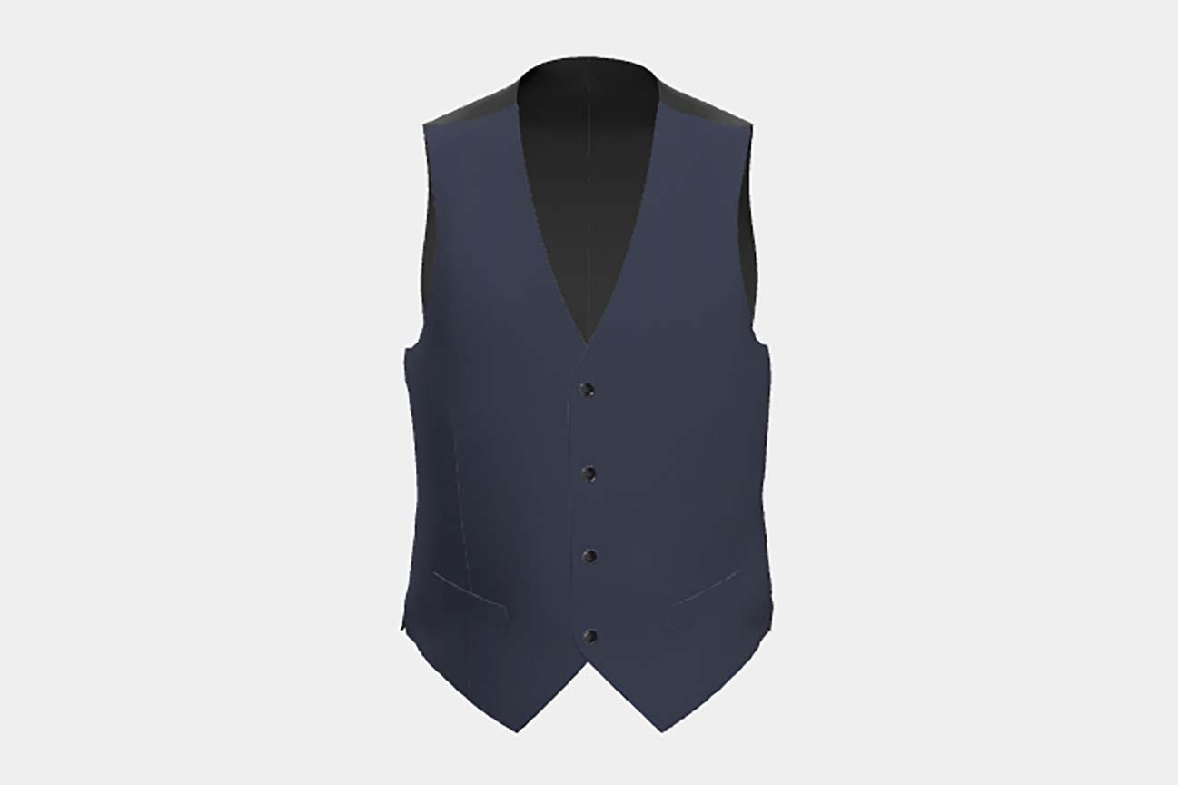 Gilet su misura lana e seta 150s blu Caccioppoli