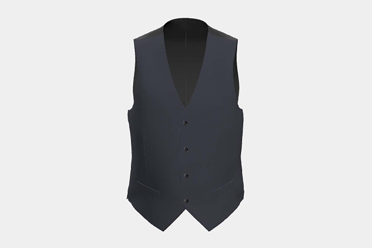 Made to measure 130s blue herringbone wool vest Caccioppoli