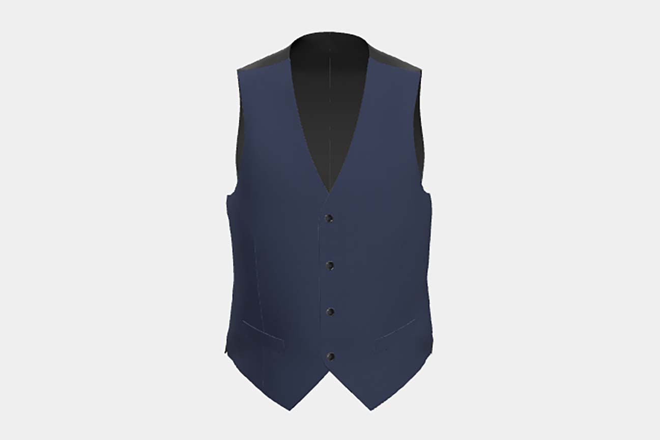 Gilet su misura lana 130s pied de poule blu Caccioppoli