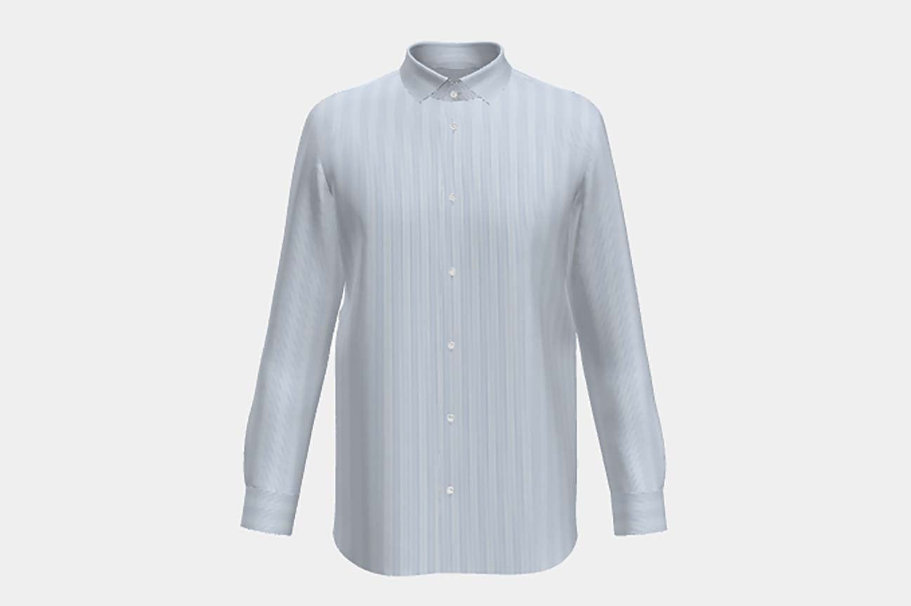 Light blue striped cotton twill tailored shirt
