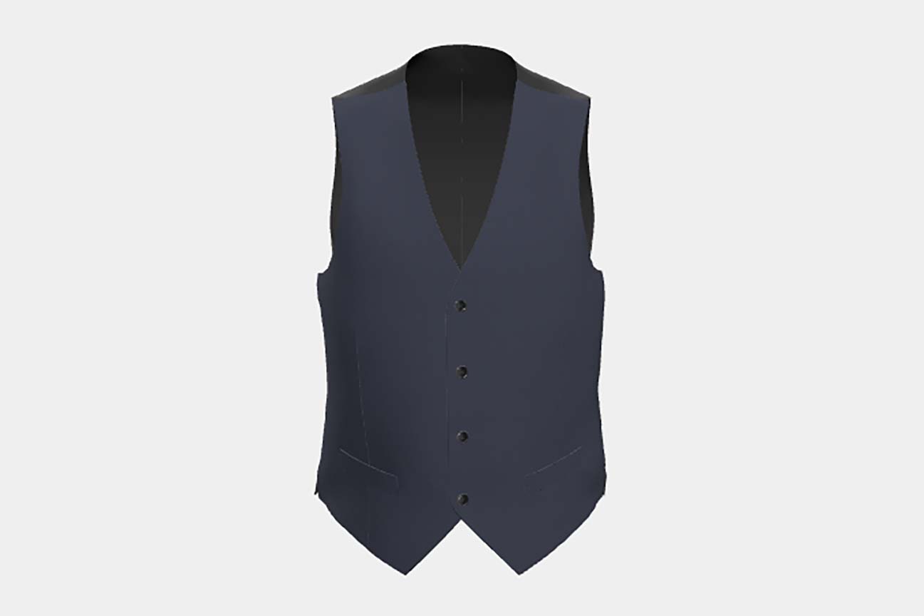 Made to measure 150s blue wool and silk waistcoat Caccioppoli