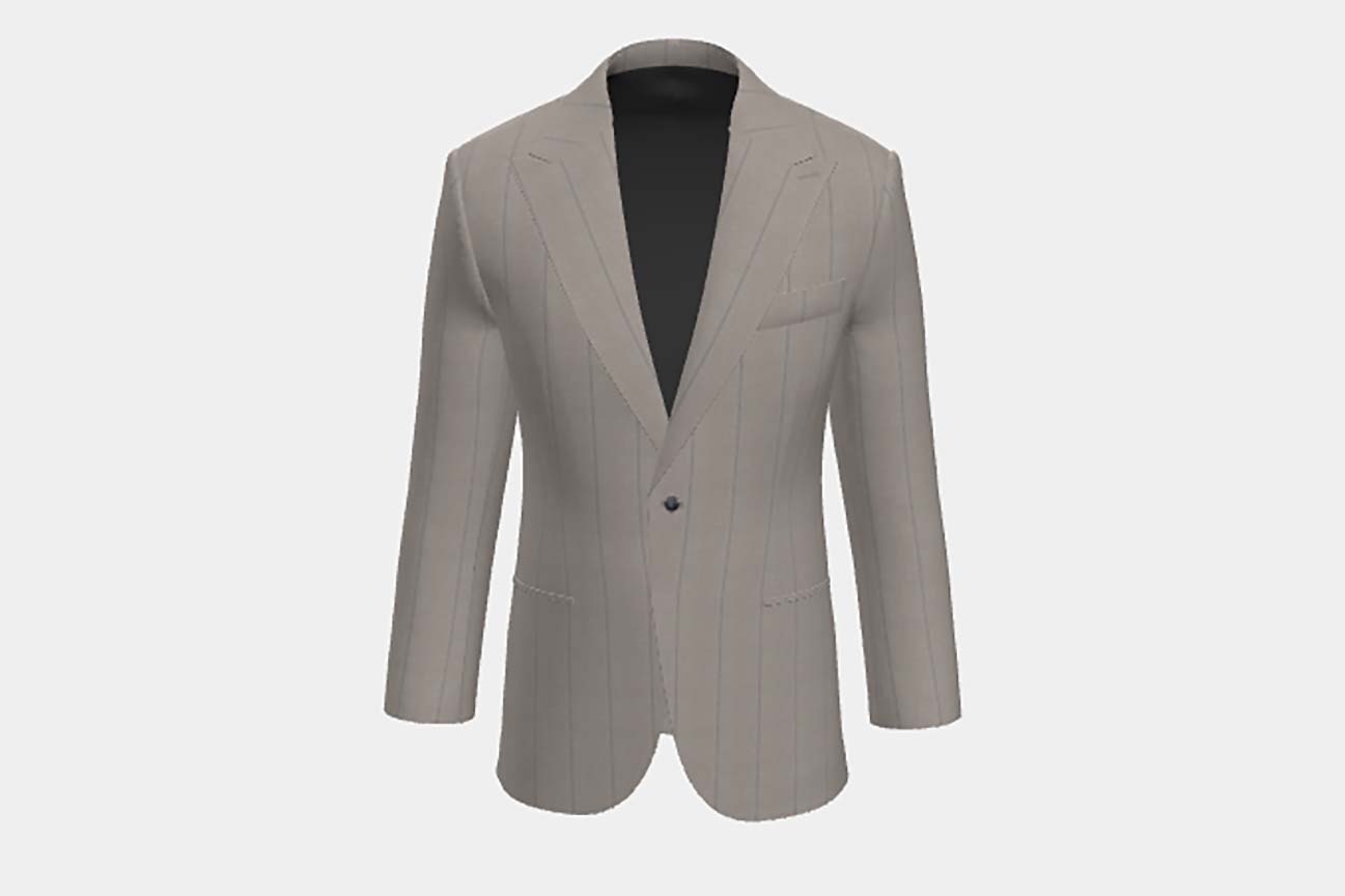 Veste tailleur en laine beige à fines rayures années 130 Caccioppoli