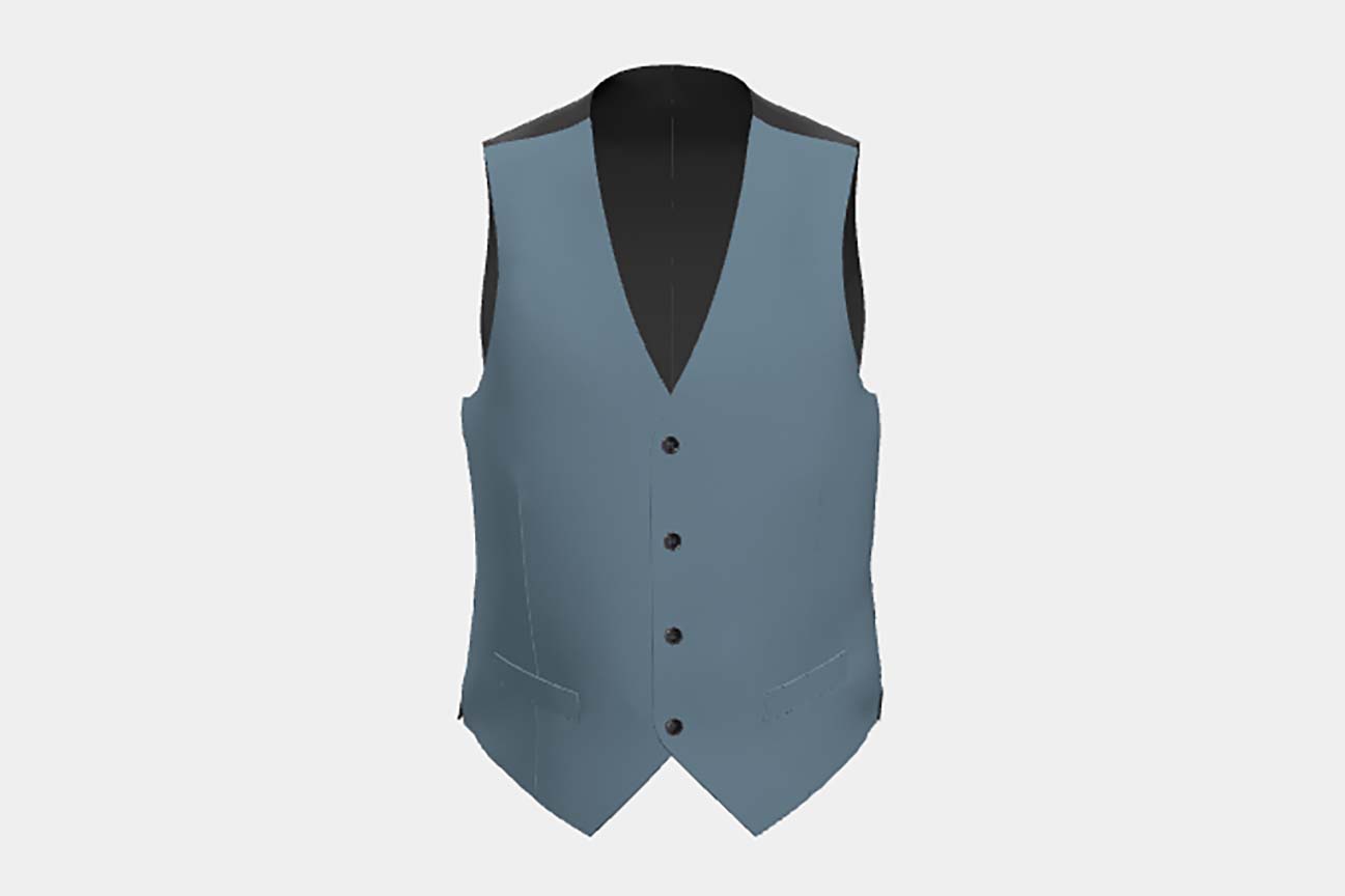 Gilet sur mesure en laine et soie bleu clair années 150 Caccioppoli