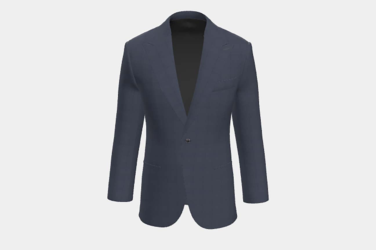 Veste tailleur en laine des années 130 avec fenêtre bleue Caccioppoli