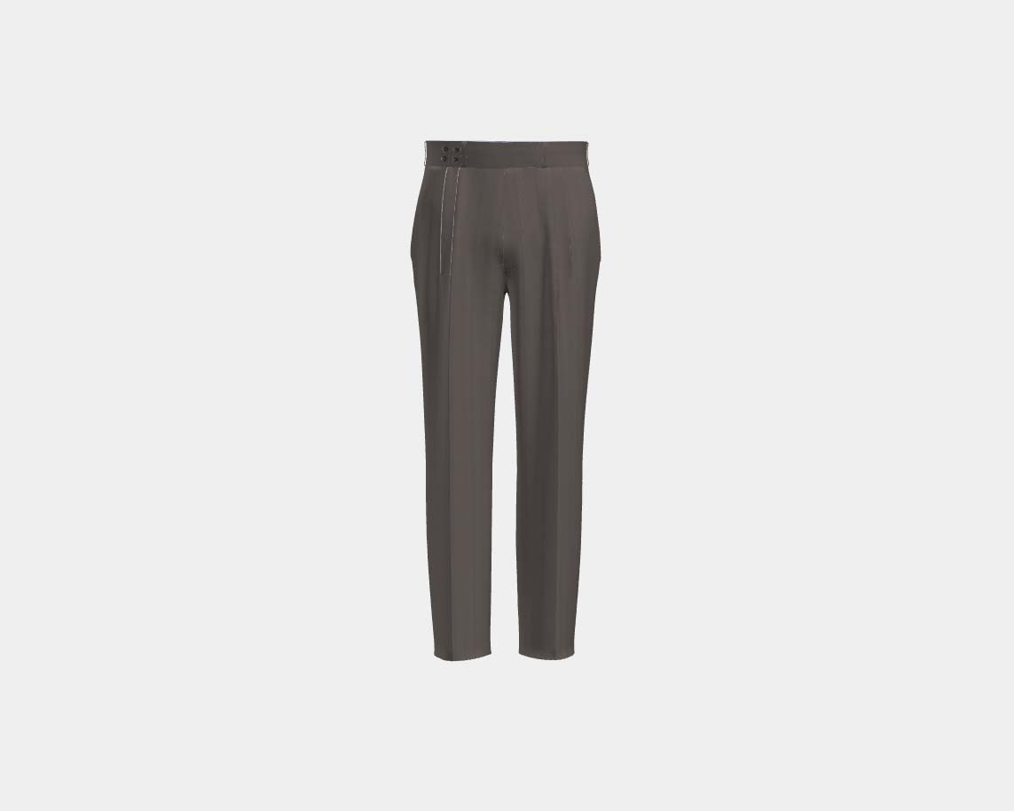 Pantalon tailleur en laine et soie beige années 150 avec bande Caccioppoli