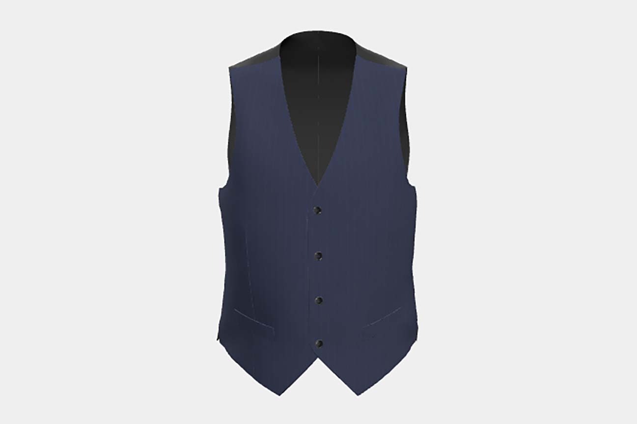 Gilet su misura lana 130s gessato blu Caccioppoli