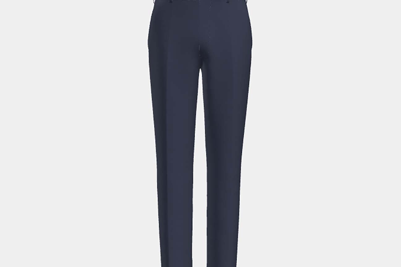 Pantalone su misura lana e seta 150s blu Caccioppoli