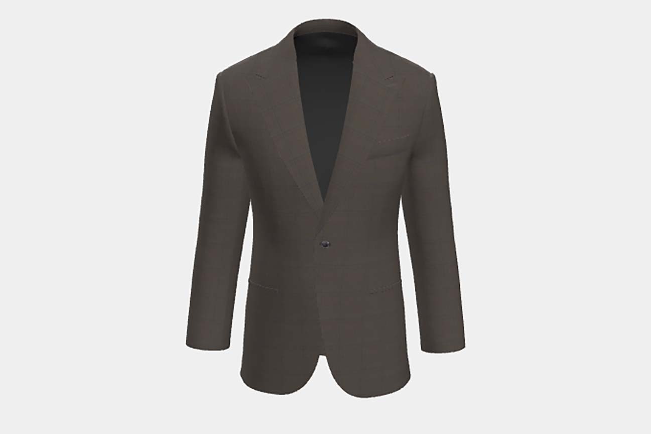 Veste tailleur en laine Prince de Galles marron années 130 Caccioppoli